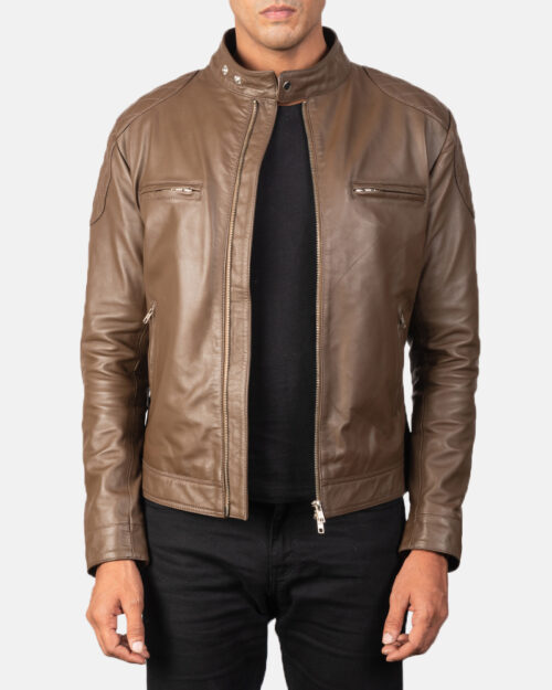 Bramble Mocha Leather Biker Jacket